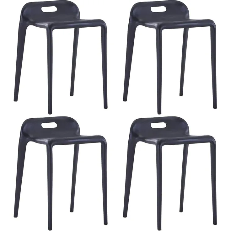 Stapelbare Hocker 4 Stk. Schwarz Kunststoff [247281]