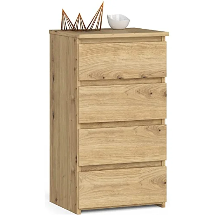 Home Collective Kommode 40 cm breit Holz Highboard Sideboard für Flur Schlafzimmer Wohnzimmer (Mehrzweckschrank Schrank schmal Kommode Schlafzimmer mit Schubladen), Kinderzimmer Organizer, 73 cm hoch mit 4 Schubladen Artisan Eiche – Bild 2
