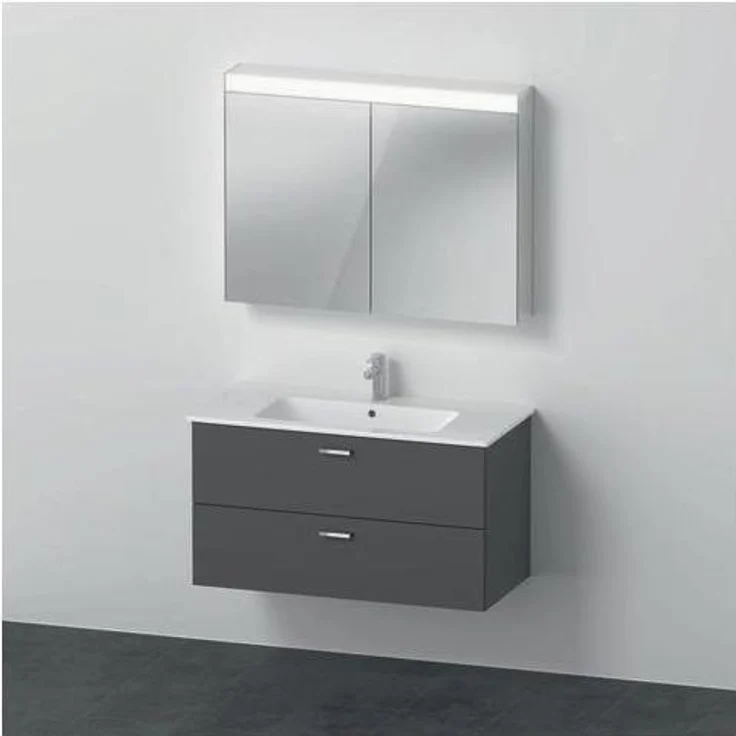 Duravit Badmöbel-Set XBASE 1030mm, Spiegelschrank BETTER graphit matt mit LED-Randlichtfeld und Steckdoseneinheit