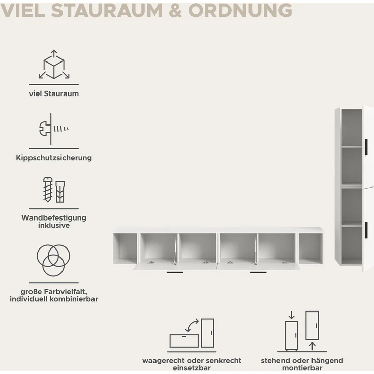 The One Wohnkombination in weiß Nachbildung – Bild 8