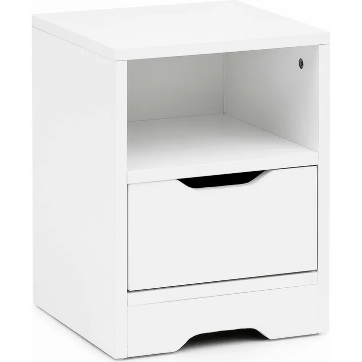 Wohnling Nachtkonsole, Schublade und Ablagefach, Holz weiß, 31 x 43 x 31 cm