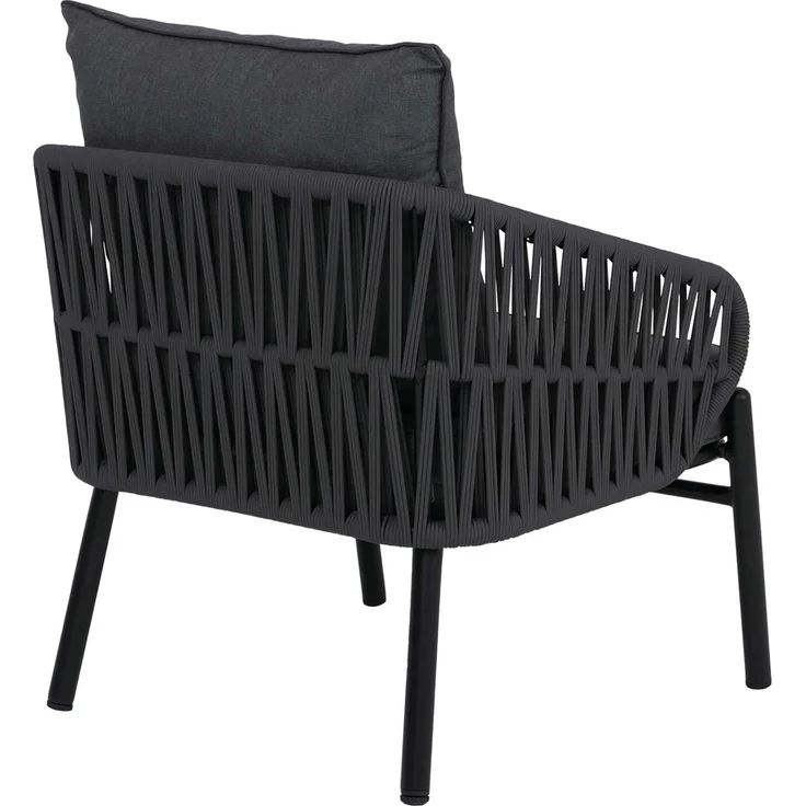 Aluminium-Gartenstuhl HWC-P90, Loungestuhl Sessel Outdoor, Seilgeflecht Rope Stoff/Textil (180g/m²) ~ anthrazit – Bild 8