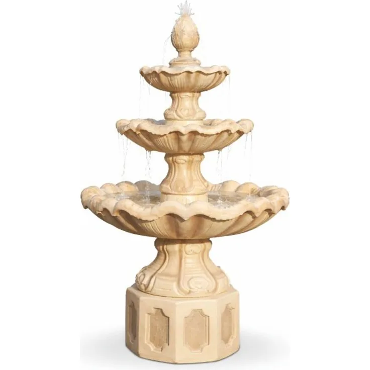 Casa Padrino Barock Springbrunnen Beige Ø 89 x H. 172 cm - Prunkvoller Gartenbrunnen
