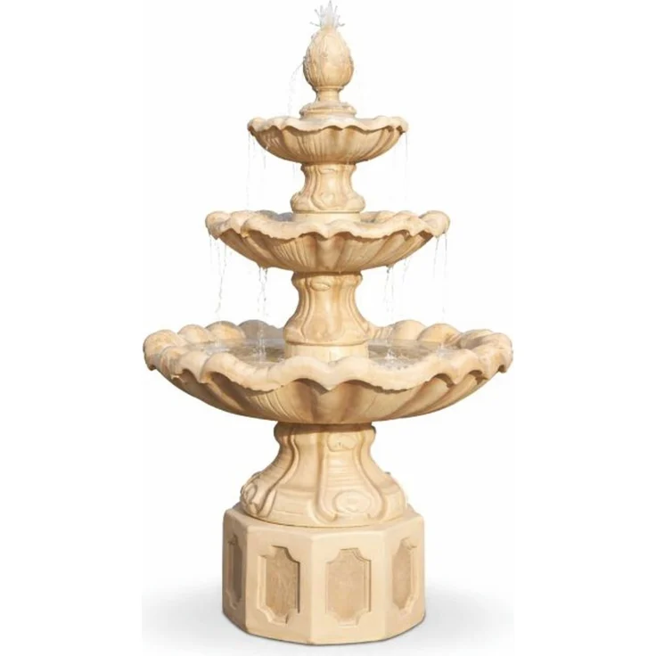 Casa Padrino Barock Springbrunnen Beige Ø 89 x H. 172 cm - Prunkvoller Gartenbrunnen – Bild 1