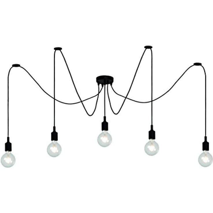 LUCIDE FIX Pendelleuchte, höhenverstellbar, 5xE27, schwarz, geeignet für LED-Lichtquellen, 2700K warmweiß