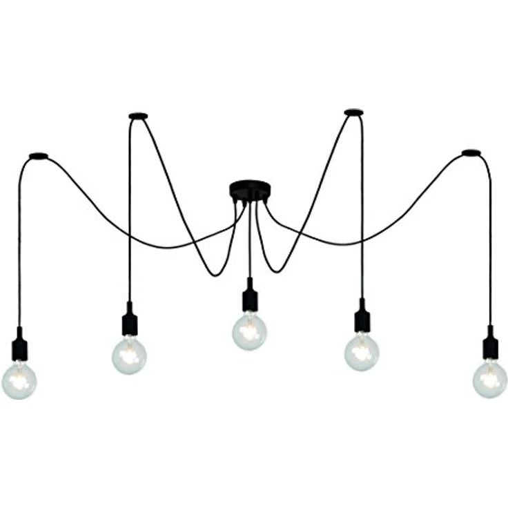 LUCIDE FIX Pendelleuchte, höhenverstellbar, 5xE27, schwarz, geeignet für LED-Lichtquellen, 2700K warmweiß – Bild 1