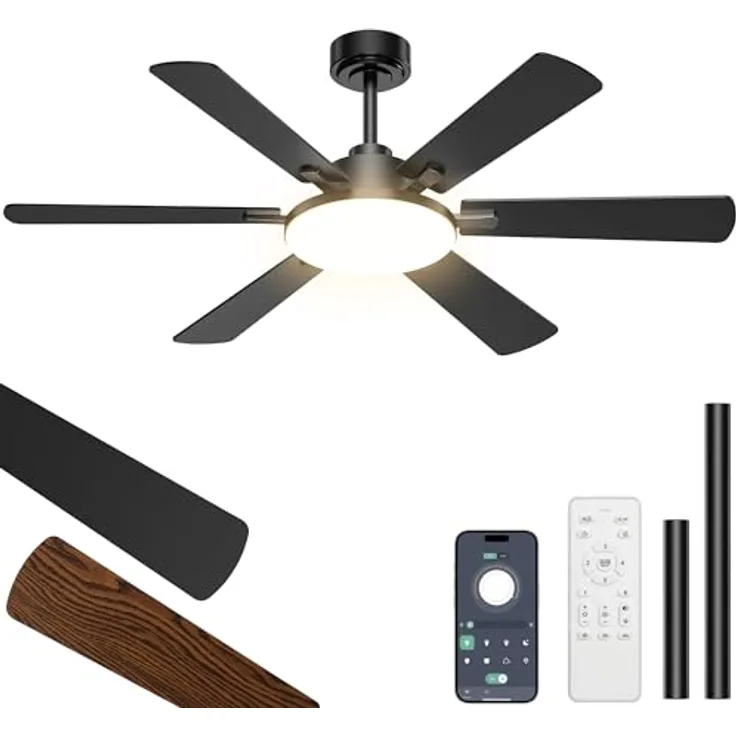 ROTTOGOON Deckenventilator mit Beleuchtung 132cm, Doppelseitige Flügeln