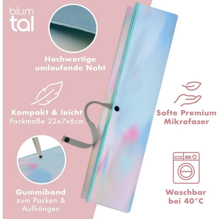 Blumtal Reisehandtuch Strandhandtuch 90x180 cm aus Mikrofaser - kompakt & schnelltrocknend, sandfrei mit Band - Mikrofaser Handtuch groß mit Wellen-Muster – Bild 2