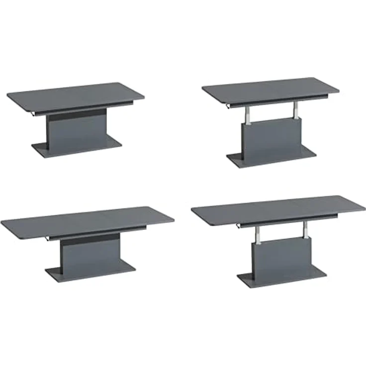 designimpex Couchtisch, Rechteckig, anthrazit, Holzwerkstoff, 126x57x70 cm, höhenverstellbar und ausziehbar – Bild 8