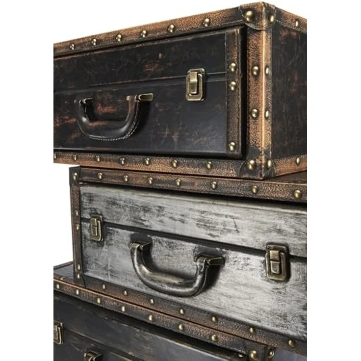 Kobolo Regal Kofferregal Kofferoptik braun 5 Fächer 60x31x102 – Bild 5