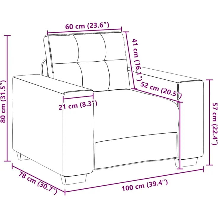 vidaXL Sessel Hellgrau 100x78x80 cm Stoff 4105058 – Bild 9