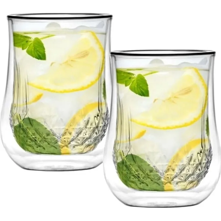 Vialli Design Set mit 2 Gläsern mit doppelter Wand Diamante 300 ml 25844