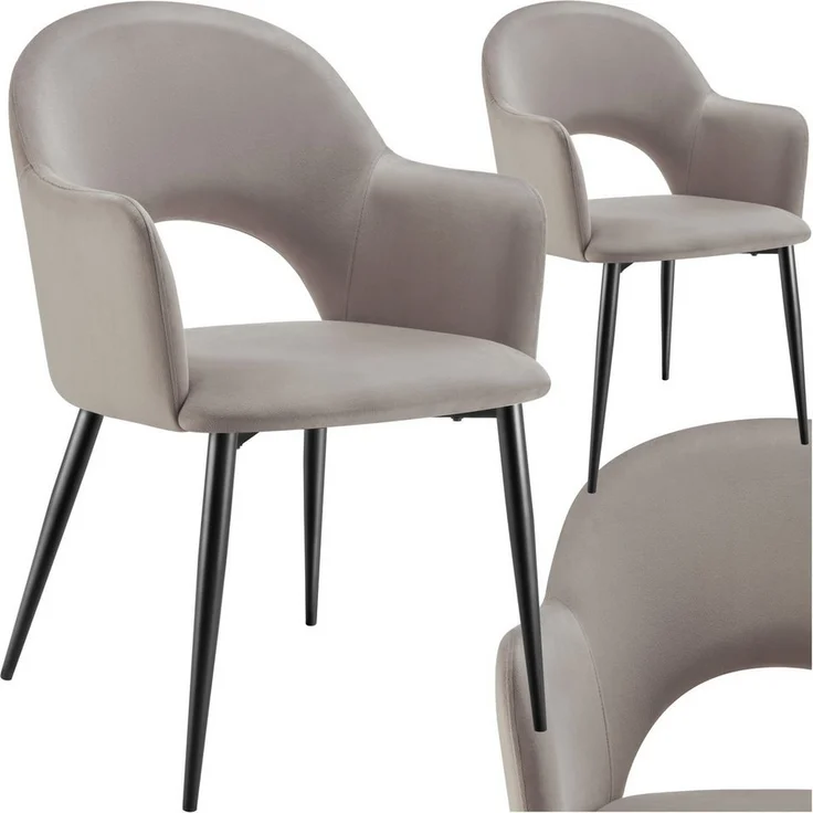 tectake Esszimmerstuhl Armlehnstuhl (2er Set, 2 St), in Samtoptik & gepolstert – Bild 1