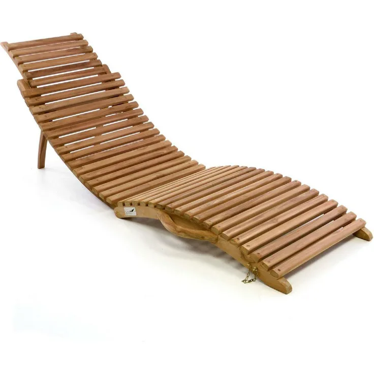 VCM Faltliege, Liegestuhl aus Teakholz, 160 cm, klappbar und witterungsbeständig