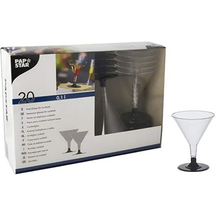 20 Stiel-Gläser für Cocktails, PS 0,1 l Ø 9 cm 11 cm glasklar