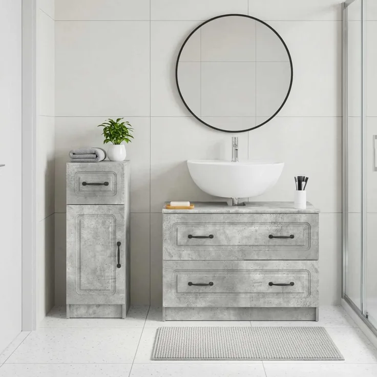 vidaXL 2-teiliges Badezimmer Schrank Set UTRECHT Betongrau 3417732