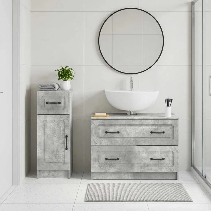 vidaXL 2-teiliges Badezimmer Schrank Set UTRECHT Betongrau 3417732 – Bild 1