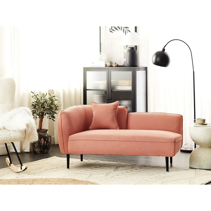 Chaiselongue Bouclé pfirsichrosa linksseitig CHEVANNES – Bild 2