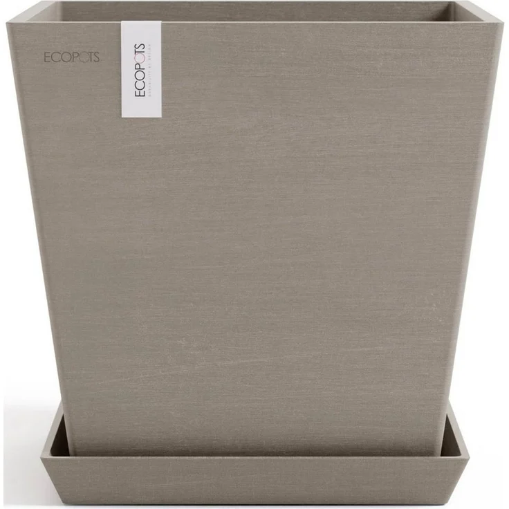 ECOPOTS Blumentopf Rotterdam 25 + Wassersystem Taupe, für innen und außen: frostsicher, bruchsicher und lichtbeständig – Bild 5