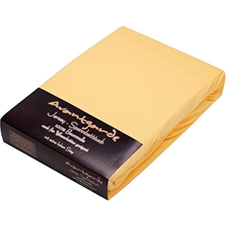 AVANTGARDE Premium Spannbetttuch - 180x200-200x220-40cm Steg - auch für Boxspringbett & Wasserbett - Spannbettlaken ca. 170g/m² - Bettlaken 100% Jersey Baumwolle, ÖKO-TEX (03 Hellgelb) – Bild 3