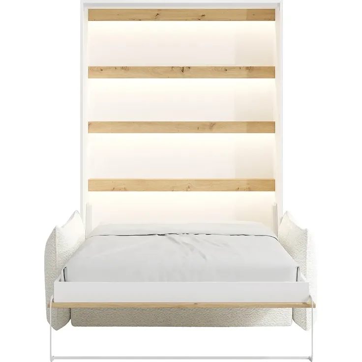 Vente-unique - RAPILI Bett Holz, Platte BeigeWeiß - B 151 cm239,2 cm x H 225,2 cm x L 208 cm – Bild 5