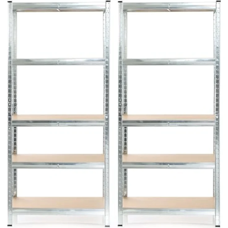 Wiltec Set 2X Schwerlastregal 180 x 90 x 30 cm, 875 kg Gesamtlast, Steckregal verzinkt aus Stahl, Lastenregal mit 5 Ablagen, Werkstattregal – Bild 6