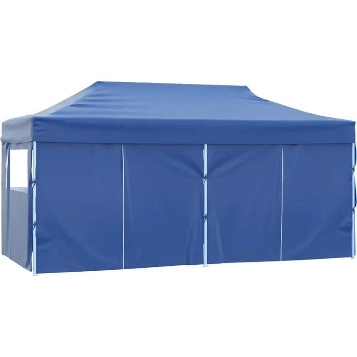 Profi-Partyzelt Faltbar, Gartenzelt mit 4 Seitenwänden 3x6 m Stahl Blau – Bild 4