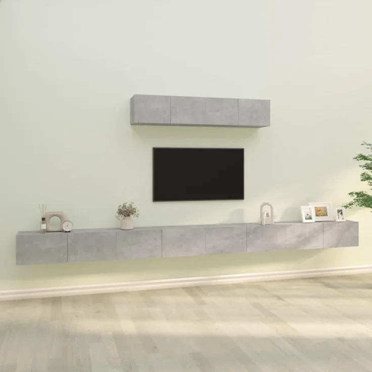 4-tlg. TV-Schrank-Set Betongrau Holzwerkstoff [3114609]
