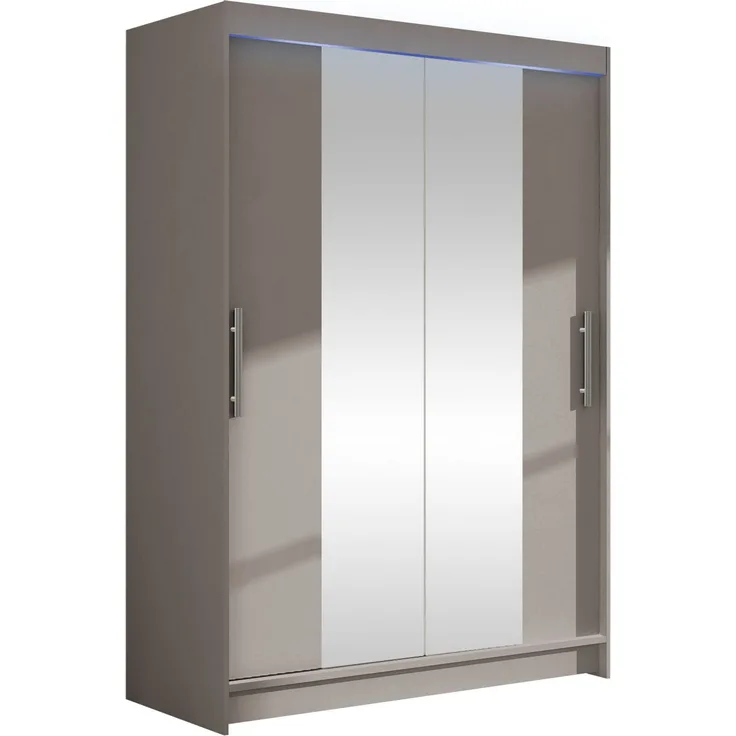 Kleiderschrank Miami II, mit RGB LED Beleuchtung, Farbe: Cashmere / Spiegel