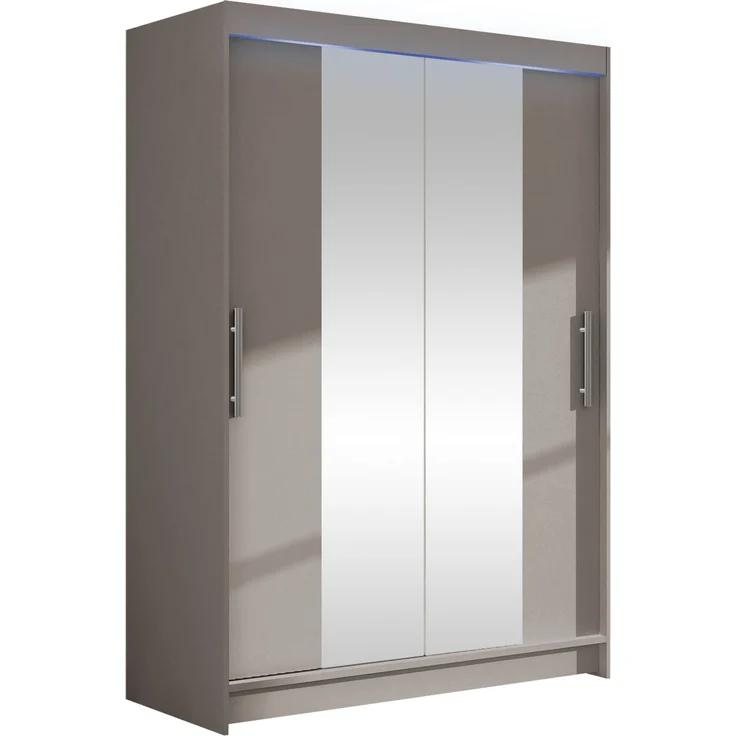 Kleiderschrank Miami II, mit RGB LED Beleuchtung, Farbe: Cashmere / Spiegel – Bild 1