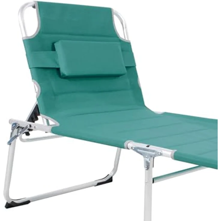 Mojawo XXL Aluminium Gartenliege Sonnenliege, gepolstert in Türkis, verstellbar, L200xB70cm, bis 150 kg belastbar – Bild 5