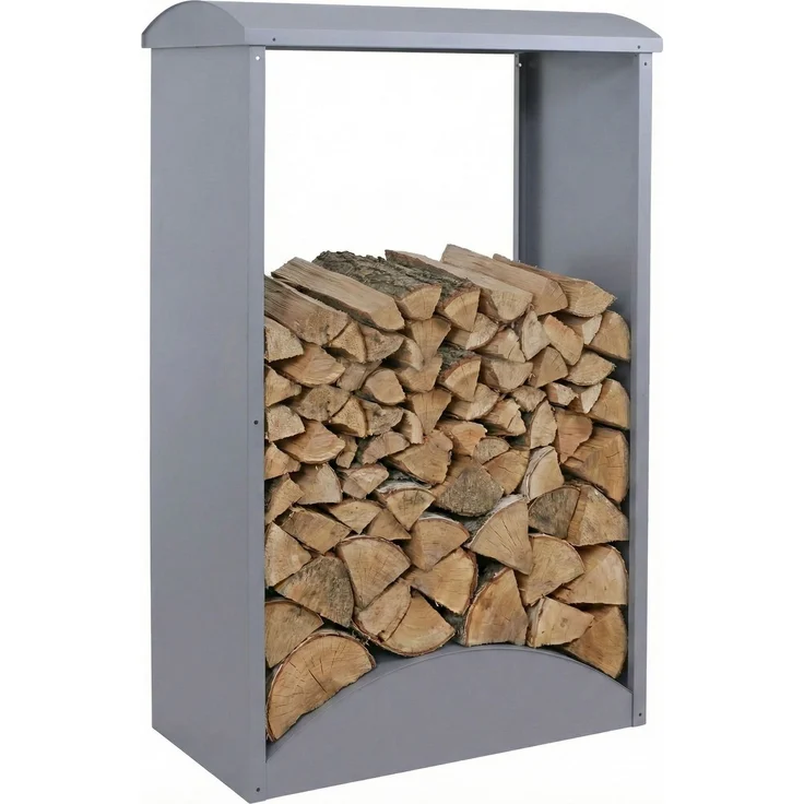 Brennholzlager HWC-P77, Kamin-/Feuerholzregal Holzlager Holzunterstand Outdoor Metall 160x98x50cm ~ grau – Bild 1