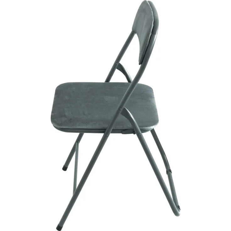 Metall Klappstuhl mit Samtbezug grau gepolstert Beistellstuhl Camping – Bild 3