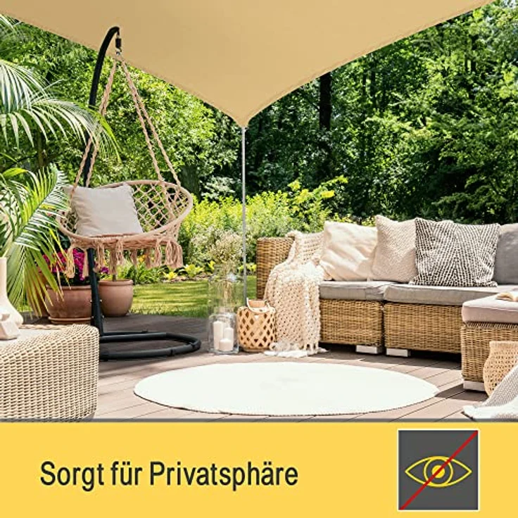 Sol Royal SolVision HS9 - Sonnensegel rechteckig 4x5 m HDPE Atmungsaktiv & UV Schutz Sonnenschutz für Terrasse, Balkon, Pool und Garten – Sonnensegel 400x500 cm Schattennetz Sand – Bild 5