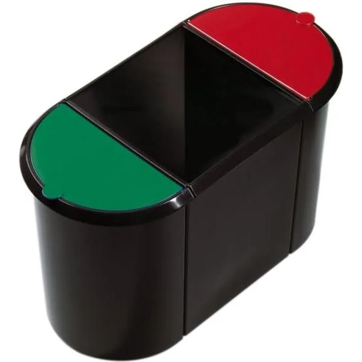 Helit Trio-System-Papierkorb 38l schwarz/rot/grün