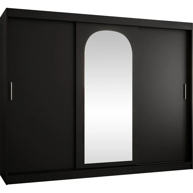 Kleiderschrank Samker 250 cm (Farbe: Schwarz, mit vier Schubladen) – Bild 1