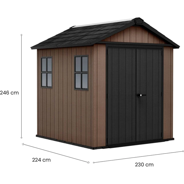 Dmora Gartenhaus Kincardine, Gartenhütte, Gartenhaus, Werkzeugschuppen, 230x224 h246 cm, Braun – Bild 3
