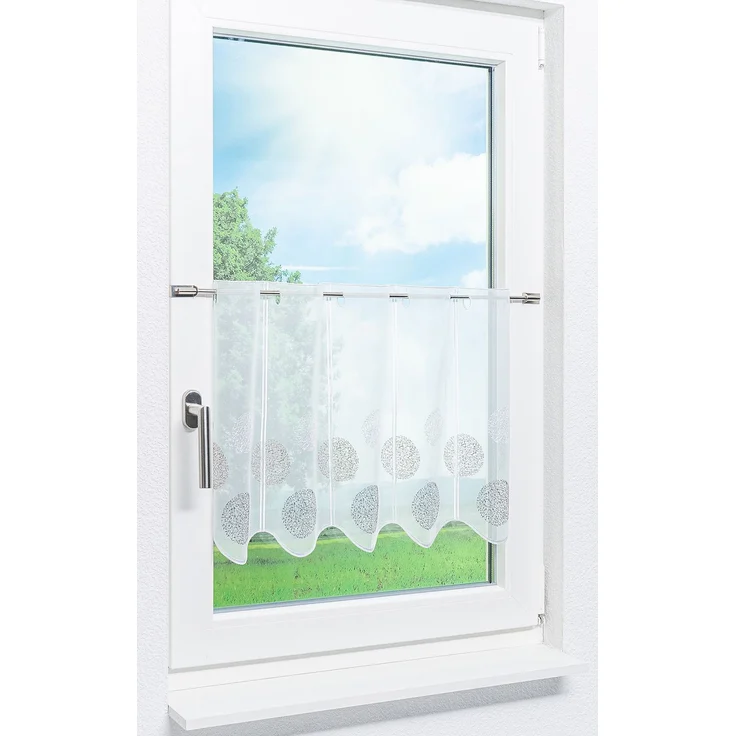 Scheibengardine Lysel - Kringel Muster (Bx H) 224cm * 45cm Braun/grau-braun – Bild 2