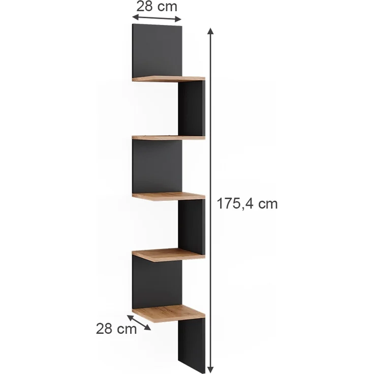 Eckregal Paolo Anthrazit 28 x 175.4 cm mit 5 Fächern Vicco – Bild 3