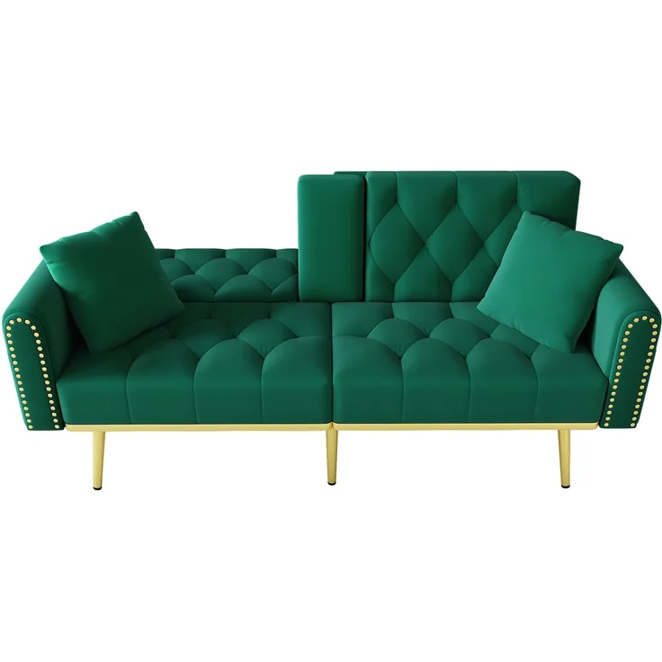 Merax Schlafsofa 2-Sitzer-Sofa mit Liegefunktion, drei verstellbaren Neigungswinkeln und Getränkehalter, Grün – Bild 9