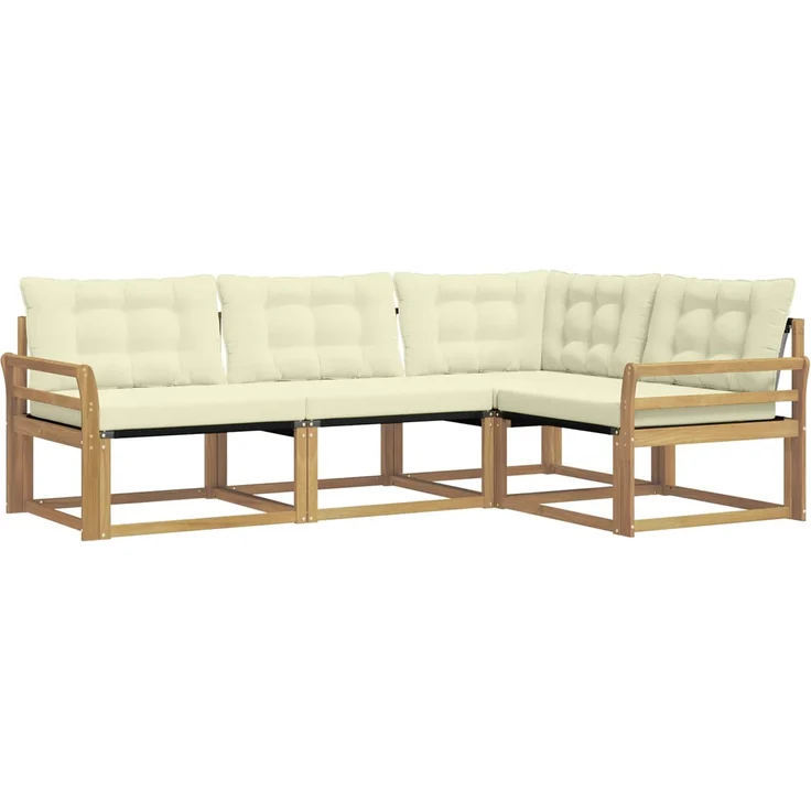 vidaXL Outdoor-Sofagarnitur 4 stk. Weiß und Creme 3388636 – Bild 2