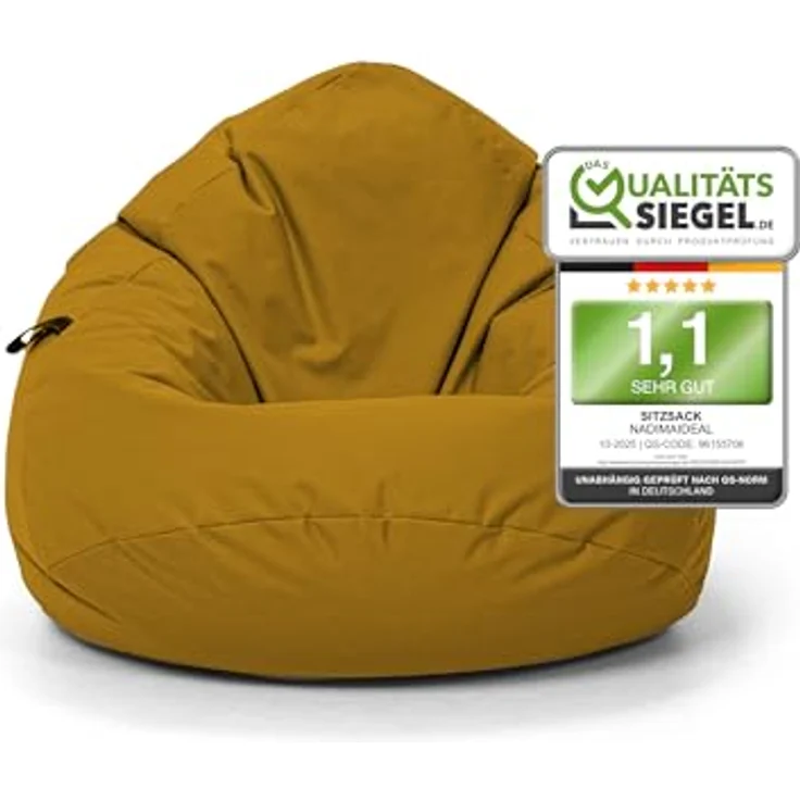 Nadimaideal Sitzsack Tropfenform Kastanie | Bodenkissen für Kinder & Erwachsene | Indoor & Outdoor | Gaming Sitzsack - Sitzkissen - Beanbag | Füllung EPS Perlen (Sand, XXL-Durchmesser 88 cm) – Bild 2