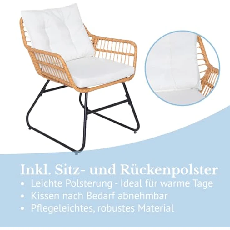 SVITA Balkonset AMALFI, Rattan, Outdoor, Sitzgruppe, Natur / Creme – Bild 6