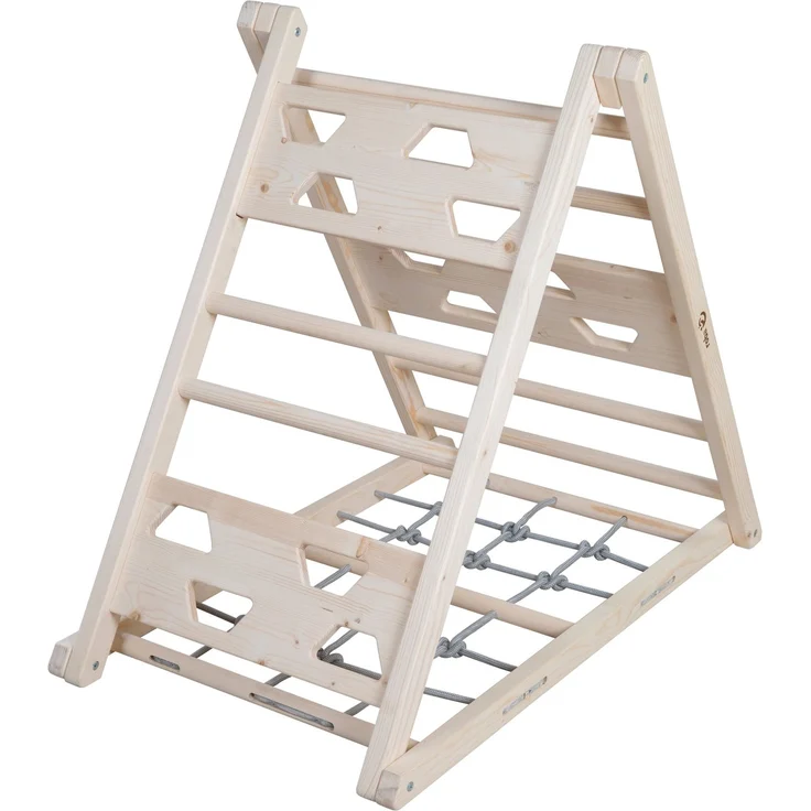 roba Kletterdreieck aus Holz - 3-Seiten-Funktion - Natur / Grau – Bild 1