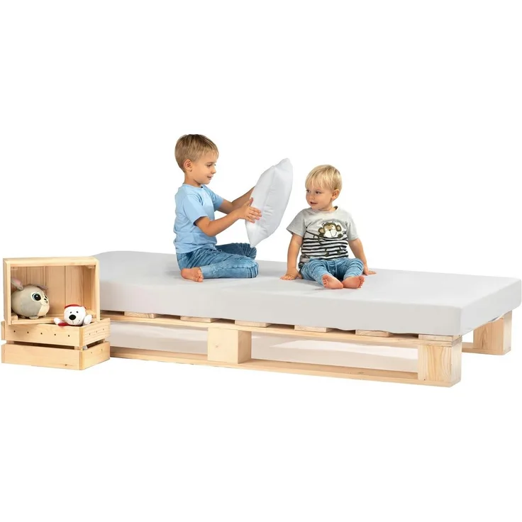 sunnypillow 80x200 cm Palettenbett aus Holz Holzbett Massivholzbett Bett aus Paletten Palettenmöbel Naturholz Fichte europalette 80 90 100 120 140 160 180 200 220 240x200 cm