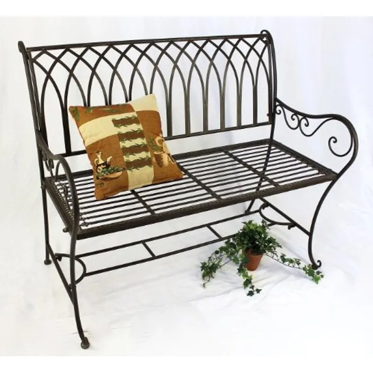 DanDiBo Gartenbank Metall Wetterfest Braun 110 cm Parkbank Romina 2-Sitzer Baumbank Sitzbank