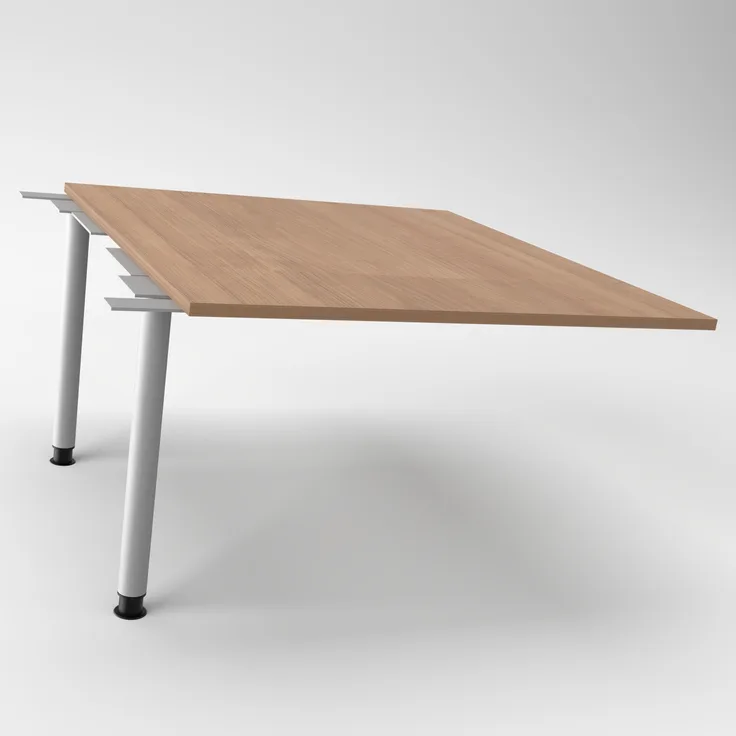Rheinland Möbel Verkettungsplatte KONTI 120x130 cm – Erweiterungselement in Weiß mit silbernen Rundrohrfüßen, Anbautisch für KONTI Konferenztische 280/400/520 cm