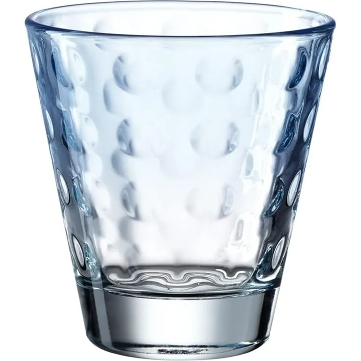 Leonardo Trinkglas Optic, Becher, Wasserglas, Kalk-Natron Glas, hellblau, 215 ml, 025894