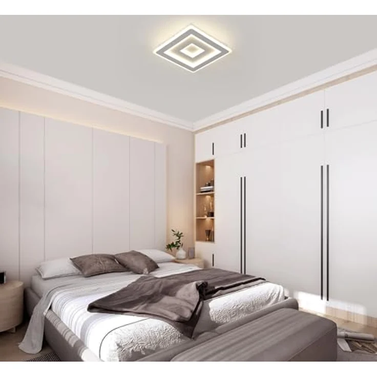 Comely Deckenleuchte Quadrat, Moderne LED Deckenlampe 42W 4725LM 30cm Acryl Deckenbeleuchtung, Weiße Lampe für Schlafzimmer Wohnzimmer Flur, Natürliches Licht 4500K – Bild 3