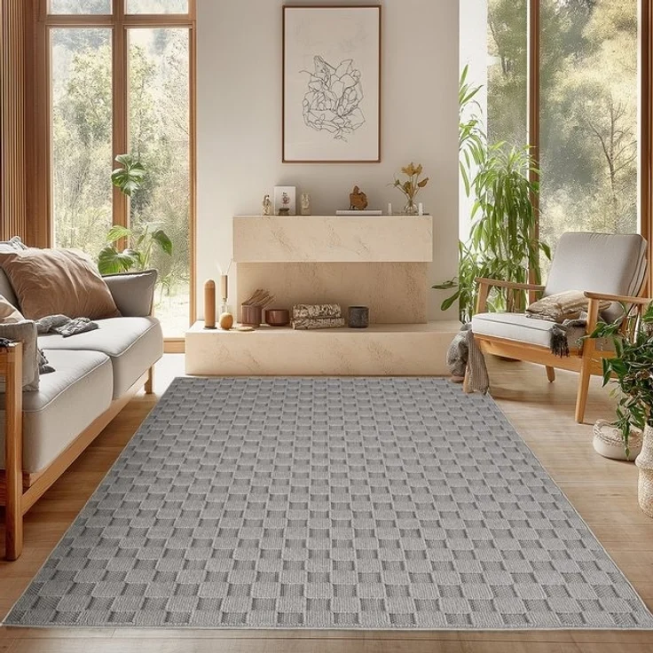 SIMPEX24 Designteppich Einfarbig Boucle Loop, Rechteckig, Höhe: 7 mm, Teppich Wohnzimmer, Schlafzimmer, Gästezimmer – Bild 4